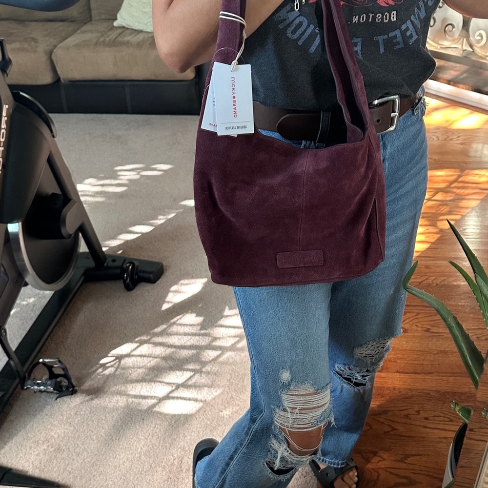 Lucky Brand Plum Suede Hobo Bag